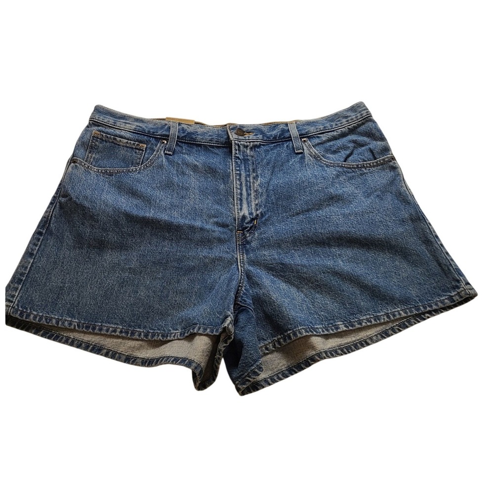 Levis High Rise Waisted Mom Shorts Blue Denim Medium Wash Women's 18W NEW NWT